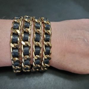 Gold and black chain bracelet. Classic Chanel styling